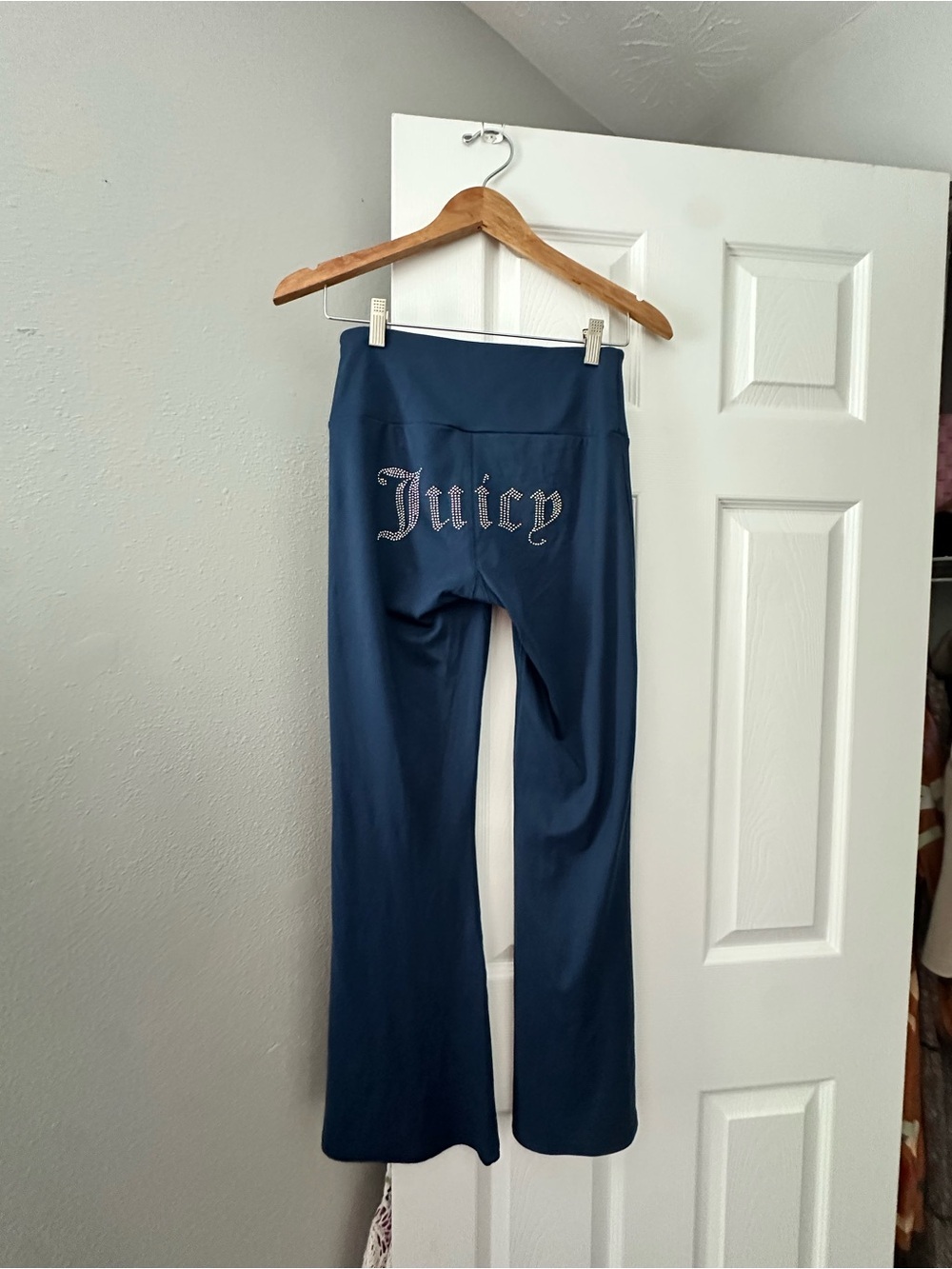 Juicy Couture Sport Navy Flare Leggings Rhinestone Logo Size S